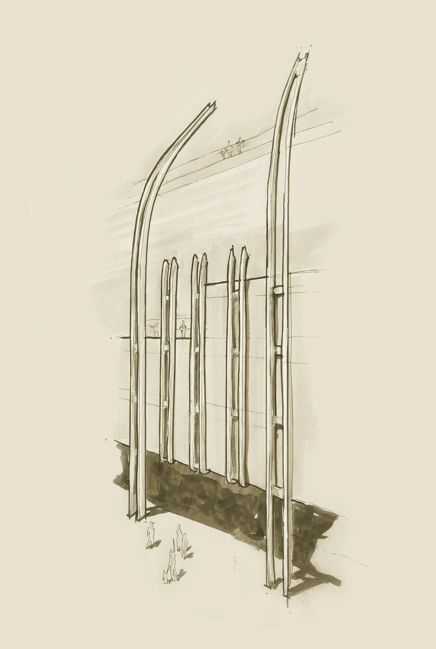 Sketch of the Wheat Columns from KU Memorial Stadium by Matt Pauly